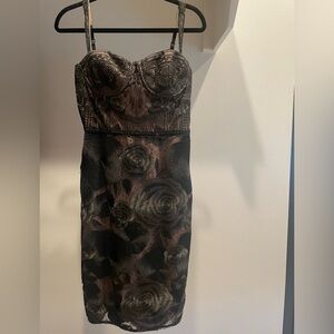 Chic Black Floral, Beautiful embroidered Bodice Designer Dress